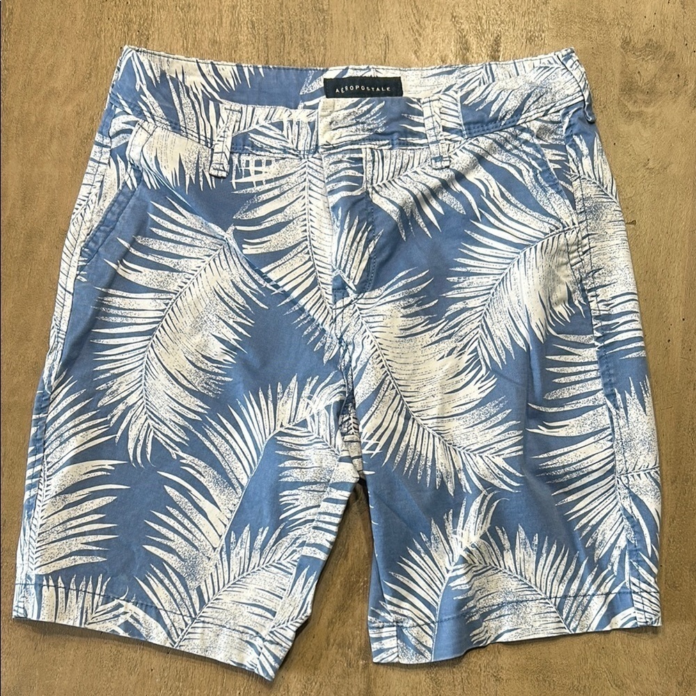 Aeropostale Blue and White Palm Print Men's Shorts